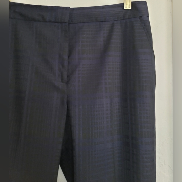 Reiss Navy Blue Plaid Margot Tapered Leg  Stretch Ankle Pants Size 8 - Picture 4 of 16